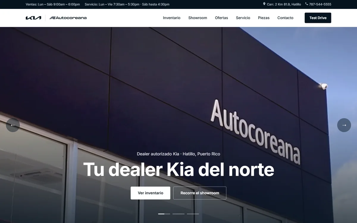 Página web de Autocoreana