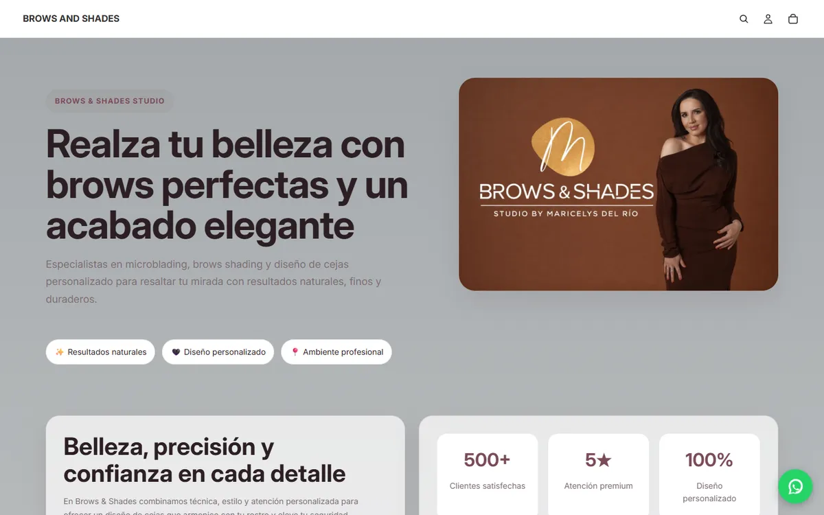 Página web de Brows & Shades Studio